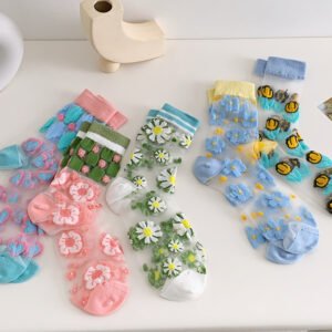 Floral Transparent Silk Like Crystal Sock