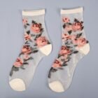 Summer Socks For Women Girls Floral Cool Socks Transparent Silk Like Crystal Casual Sock Floral Girls Elastic Short Female Meias – 15 22