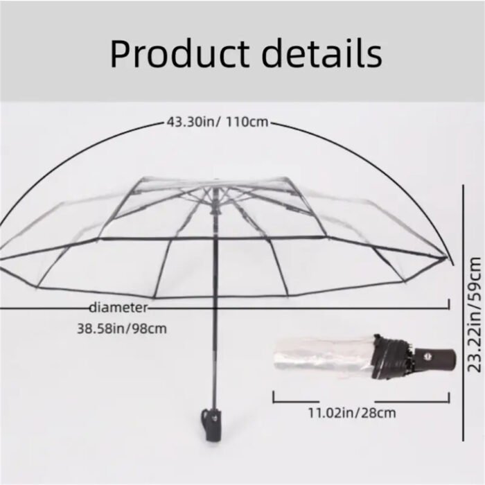 1 Piece of Transparent Umbrella with White Star Pattern Pvc Material, Waterproof and Windproof, Portable Umbrella, Suitable for Travel and Work Clothing 3