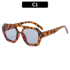 Vintage Square Thick Frame Double Bridges Sunglasses – Leopard Gray 7