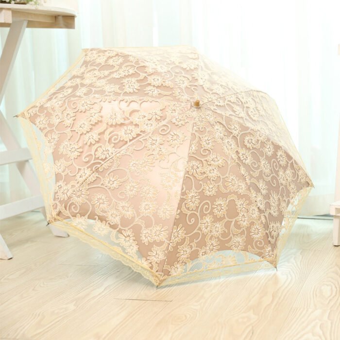 Umbrella Creative Umbrella H3206 Double Fold Sunshade Umbrella Lace Black Glue UV Resistant Sun Umbrella Double Fold Umbrella 4