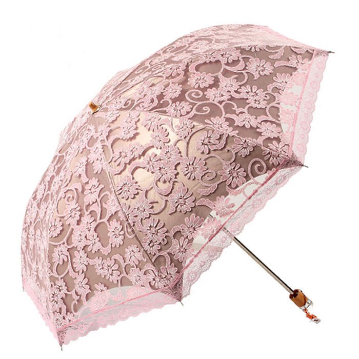 Umbrella Creative Umbrella H3206 Double Fold Sunshade Umbrella Lace Black Glue UV Resistant Sun Umbrella Double Fold Umbrella 7