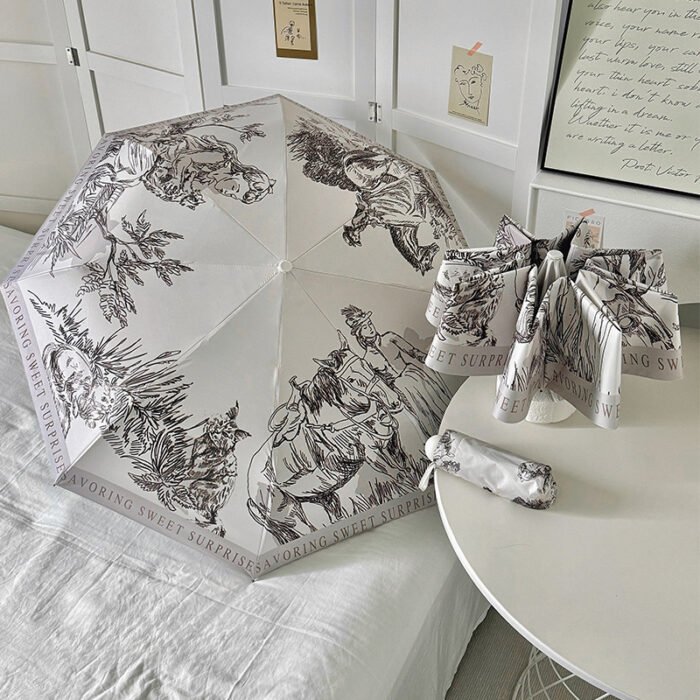French Style Retro Folding Umbrella for Rural Areas UV Resistant Sun Shading and Rain Resistant Dual-purpose Umbrella 3