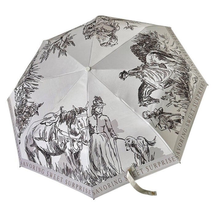 French Style Retro Folding Umbrella for Rural Areas UV Resistant Sun Shading and Rain Resistant Dual-purpose Umbrella 4
