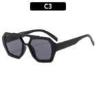 Vintage Square Thick Frame Double Bridges Sunglasses – Black Gray 9