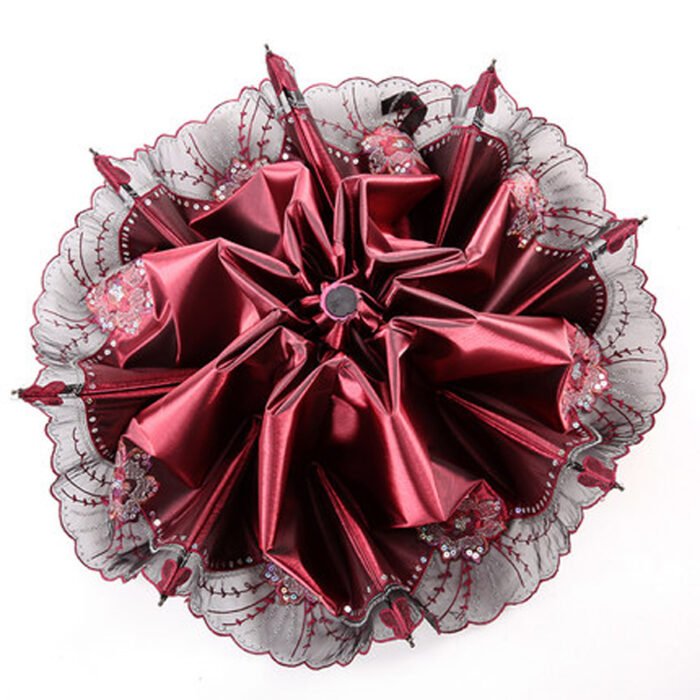 Beautiful Women Lace Umbrella Anti UV Black Coating Parasol 3 Folding Sun Rain Umbrella Adult Princess Lace Umbrella 1