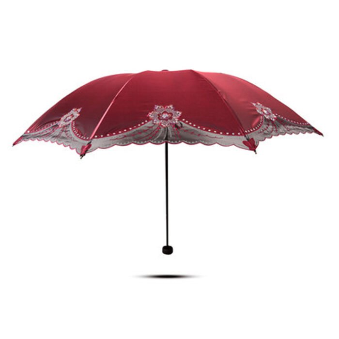 Beautiful Women Lace Umbrella Anti UV Black Coating Parasol 3 Folding Sun Rain Umbrella Adult Princess Lace Umbrella 3