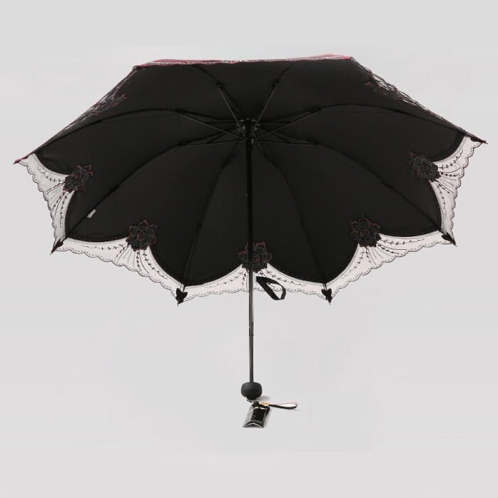 Beautiful Women Lace Umbrella Anti UV Black Coating Parasol 3 Folding Sun Rain Umbrella Adult Princess Lace Umbrella 4