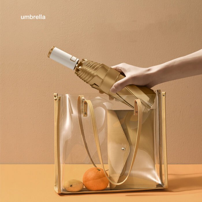 Fully automatic eight bone three fold business folding umbrella, men’s gold glue dual-purpose clear umbrella 5