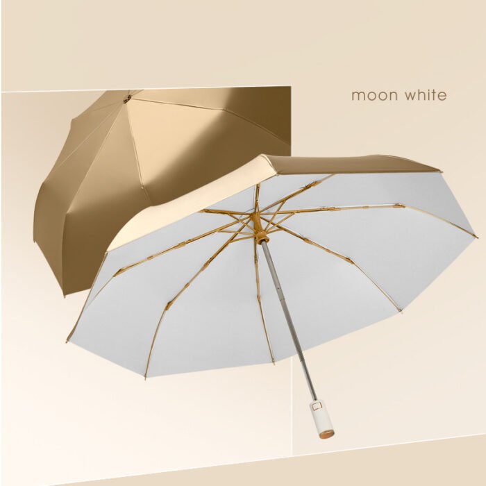Fully automatic eight bone three fold business folding umbrella, men’s gold glue dual-purpose clear umbrella – WHITE 7