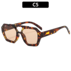 Vintage Square Thick Frame Double Bridges Sunglasses – Flower Tea 11