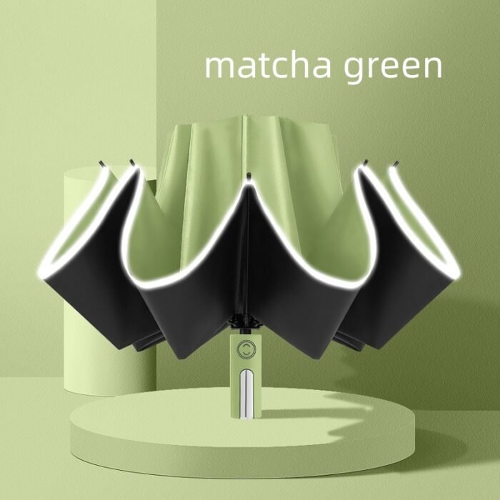 UV resistant automatic folding umbrella suitable for wind,rain and sunlight UPF 50+windproof outdoor travel sunshade umbrella - Matcha Green 4