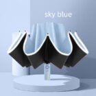 UV resistant automatic folding umbrella suitable for wind,rain and sunlight UPF 50+windproof outdoor travel sunshade umbrella - Blue 7