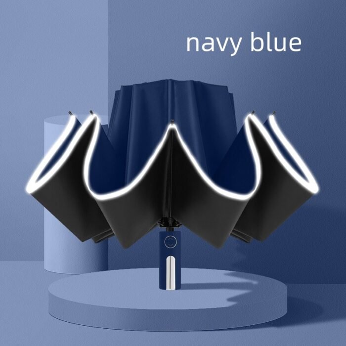 UV resistant automatic folding umbrella suitable for wind,rain and sunlight UPF 50+windproof outdoor travel sunshade umbrella - Dark Blue 12