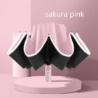 UV resistant automatic folding umbrella suitable for wind,rain and sunlight UPF 50+windproof outdoor travel sunshade umbrella - Sakura Pink 15