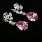 Pink Tear Drop Shape White Gold Color Jewelry Set 4