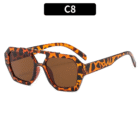 Vintage Square Thick Frame Double Bridges Sunglasses – Leopard Tea 14