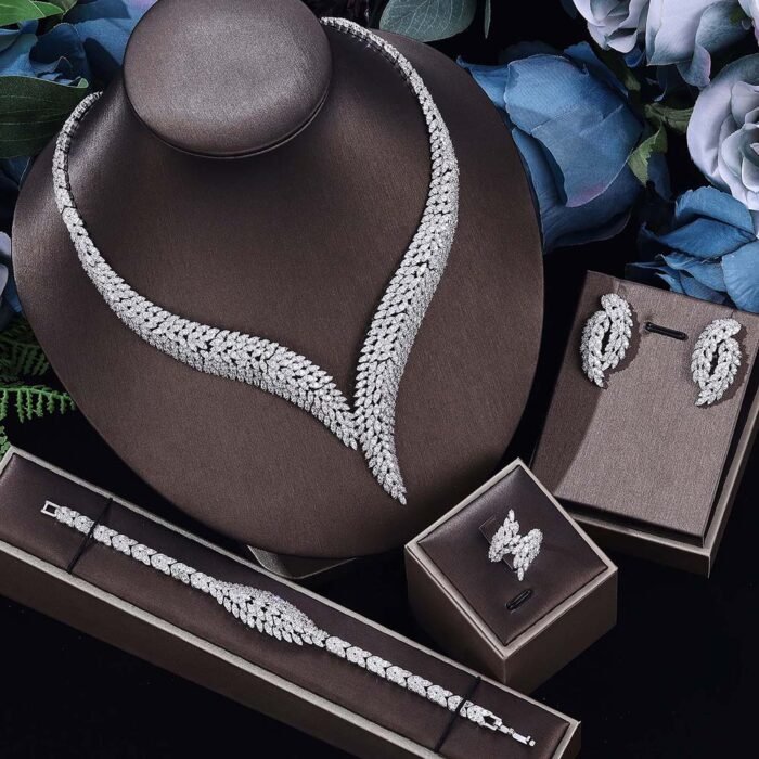 crystal wedding necklace set – white 6