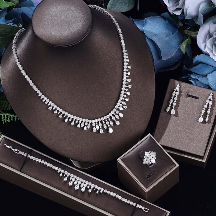 crystal wedding necklace set – white [361188] 9