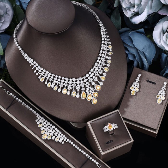 crystal wedding necklace set – yellow 18