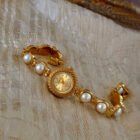 Gold French Pearl Strap 30m Waterproof Round Quartz Watch 4
