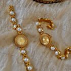 Gold French Pearl Strap 30m Waterproof Round Quartz Watch 6