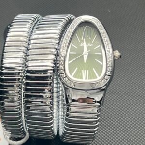 Serpentine Design Diamond Quartz Wristwatch