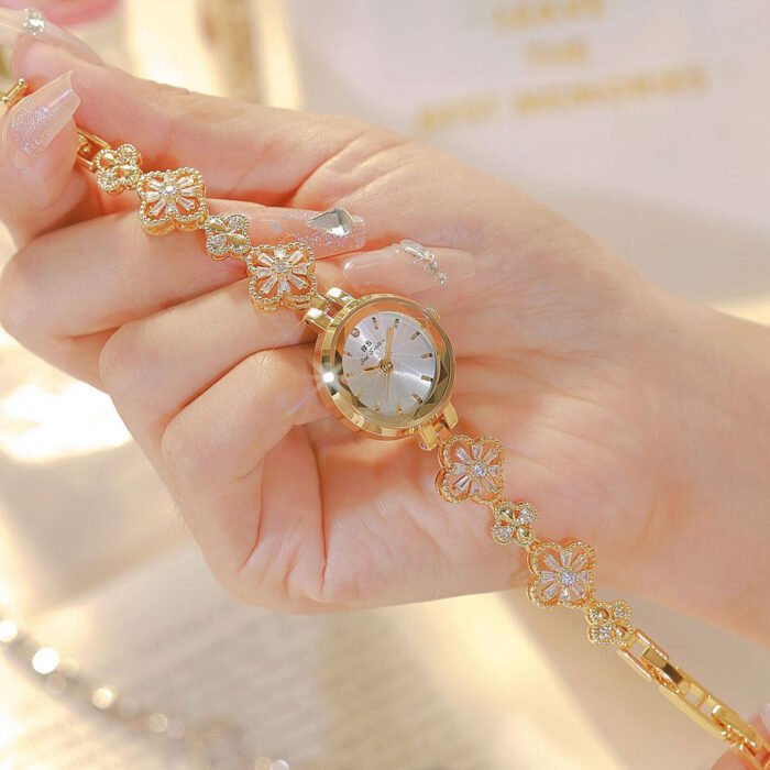Flower Gold Silver Bracelet Small Quartz Wristwatch 4