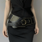 Vintage Rivet Punk Metal Pu Wide Waistband Belt 2