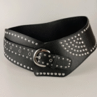 Vintage Rivet Punk Metal Pu Wide Waistband Belt – black silver 9