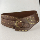 Vintage Rivet Punk Metal Pu Wide Waistband Belt – light brown 10