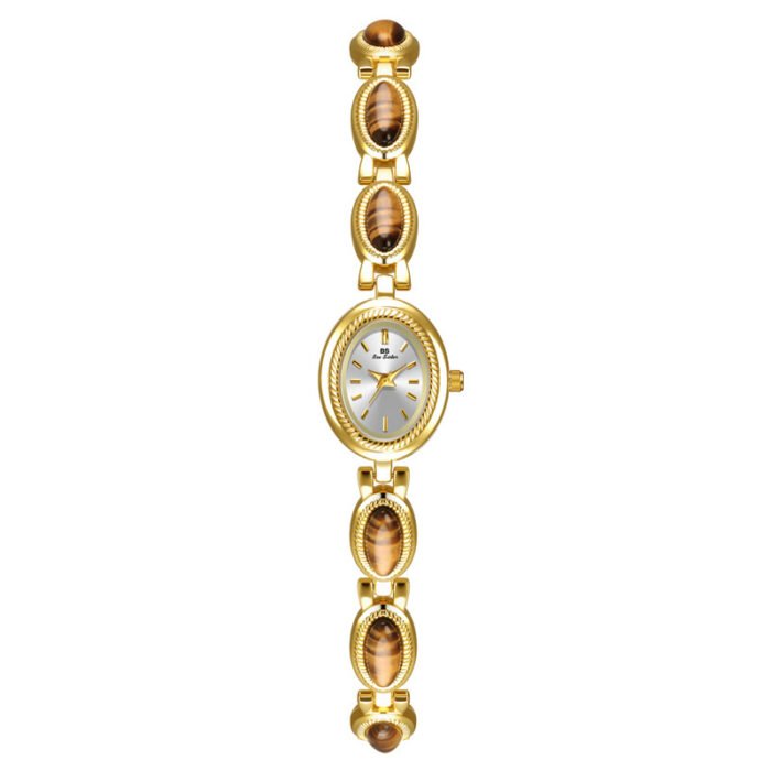 Gold Retro Metal Bracelet Waterproof Watch – WHITE 8