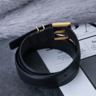 ‌Faux Leather Classic Adjustable Gold Buckle Logo Belt 3