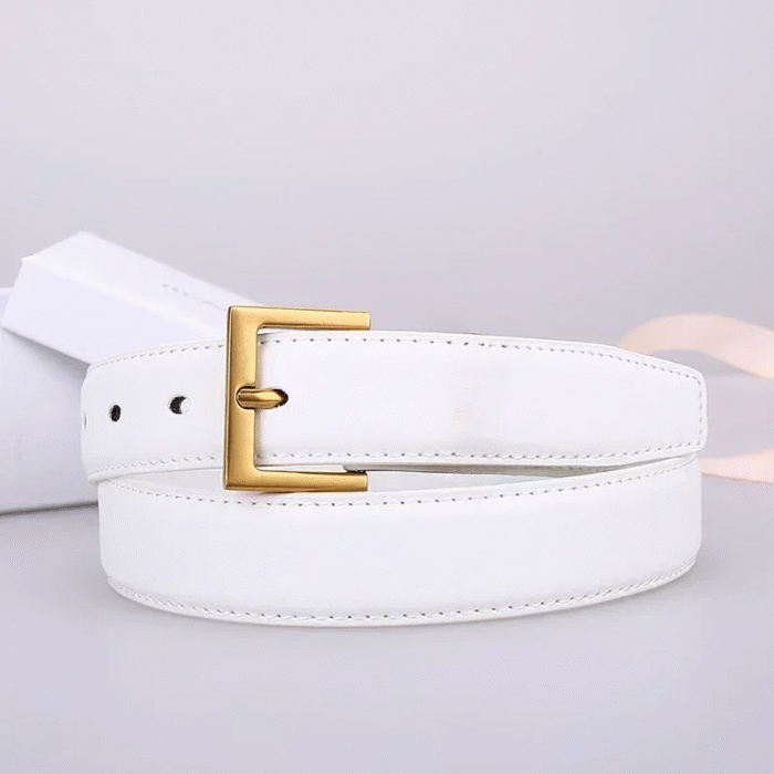 ‌Faux Leather Classic Adjustable Gold Buckle Logo Belt 6