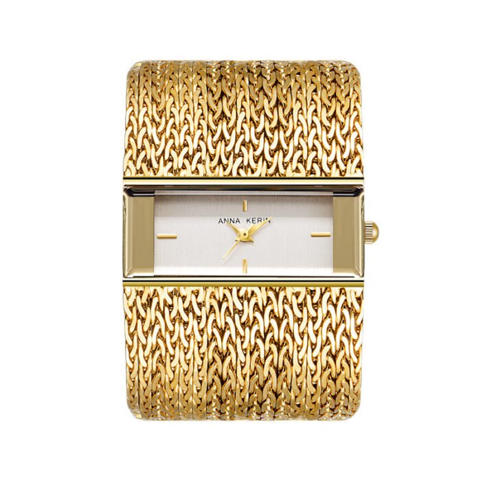 Large Dial Bracelet Water Resistant Watch – Gold 8