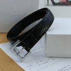 ‌Faux Leather Classic Adjustable Gold Buckle Logo Belt – 8 14