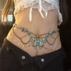 Blue Butterfly Pendant Tassels Beaded Waist Chain Belt – P 14