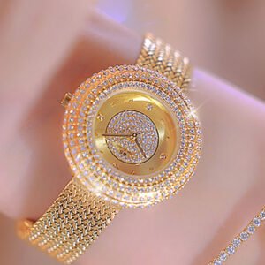 Circular Rhinestone Studded Wrist Watch