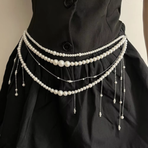Pearl Design Chain Beaded Wait Belt