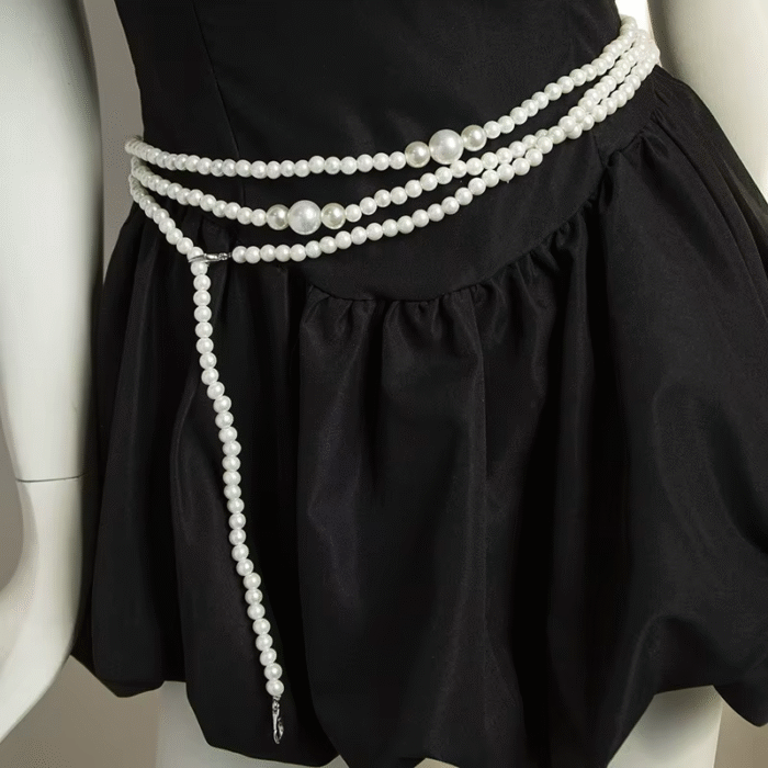 Pearl Design Chain Beaded Wait Belt – sku-6 12