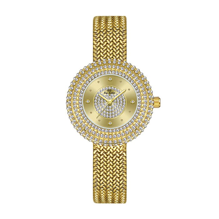 Circular Rhinestone Watch – Gold 6