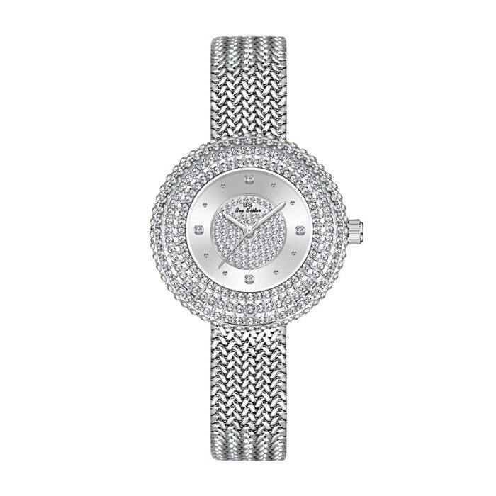 Circular Rhinestone Watch – Silver 7