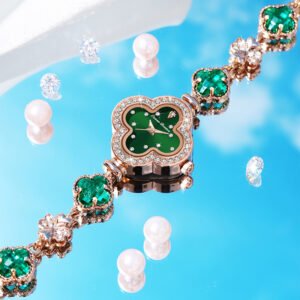 Flower Quartz Gemstone Bracelet Wristwatch