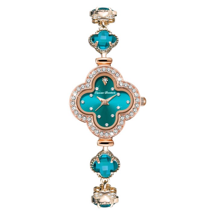 Flower Quartz Gemstone Bracelet Wristwatch – Lake Blue 4