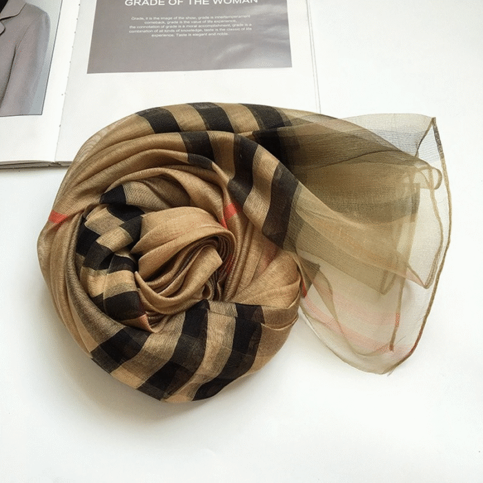 Plaid Wool Silk Scarf 84*190cm 11