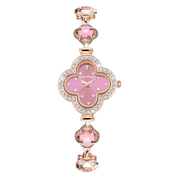 Flower Quartz Gemstone Bracelet Wristwatch – Cherry Blossom 6