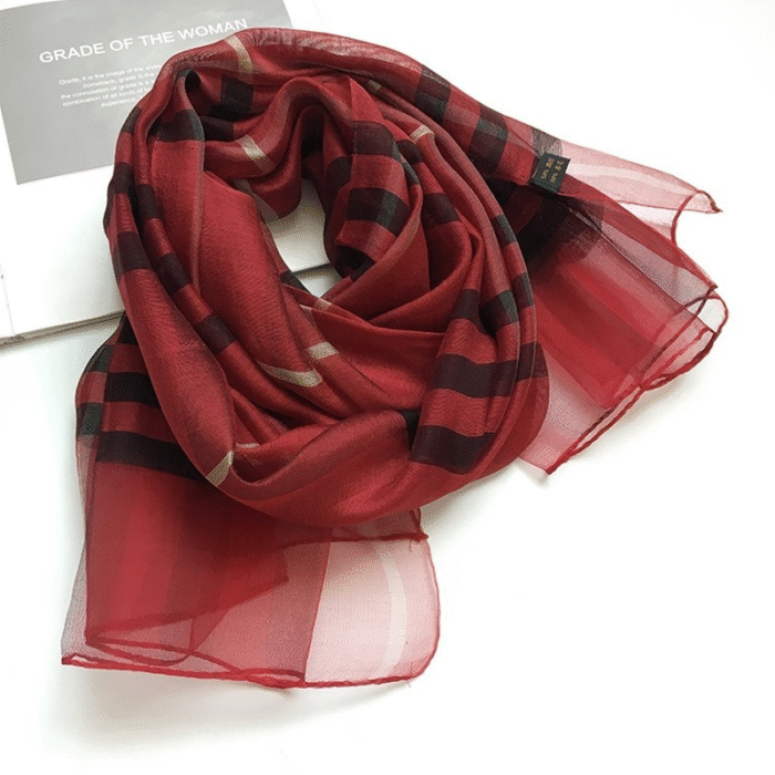 Plaid Wool Silk Scarf 84*190cm 12