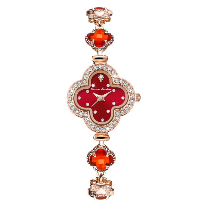 Flower Quartz Gemstone Bracelet Wristwatch – Ruby 7