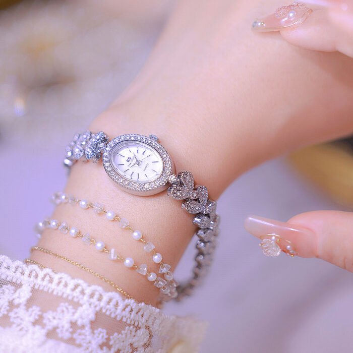 Hearts Diamond Bralette Stainless Steel Wristwatch 4