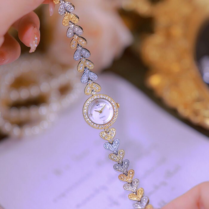 Hearts Diamond Bralette Stainless Steel Wristwatch 5